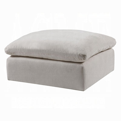 Repose-pieds modulaire en lin ivoire avec coussin en mélange de plumes Naveen
