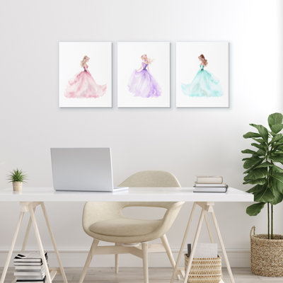 Princess Princess Gowns, ensemble de 3 toiles, par Christine Simpson Art