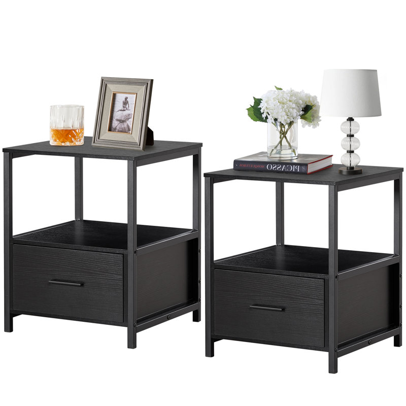 Kempst 15.7'' W Nightstand, Black