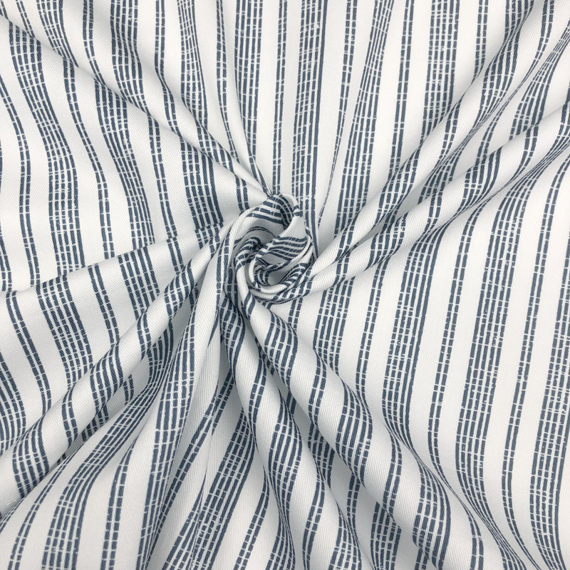 Pacific Stripe Denim Reversible Twin Cotton Duvet Cover Set