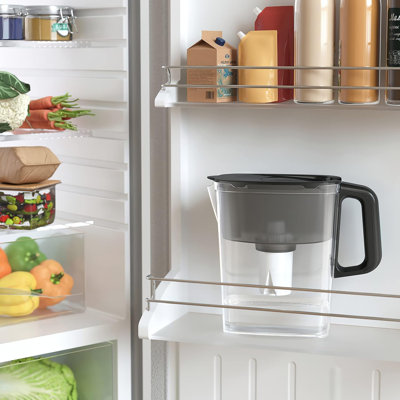 5 Cup Black Compact Fridge Water Filter Pitcher with 1 x B15 Filter Easy Fill flip top lid Reduces Chlorine limescale and Heavy Metals BPA Free
