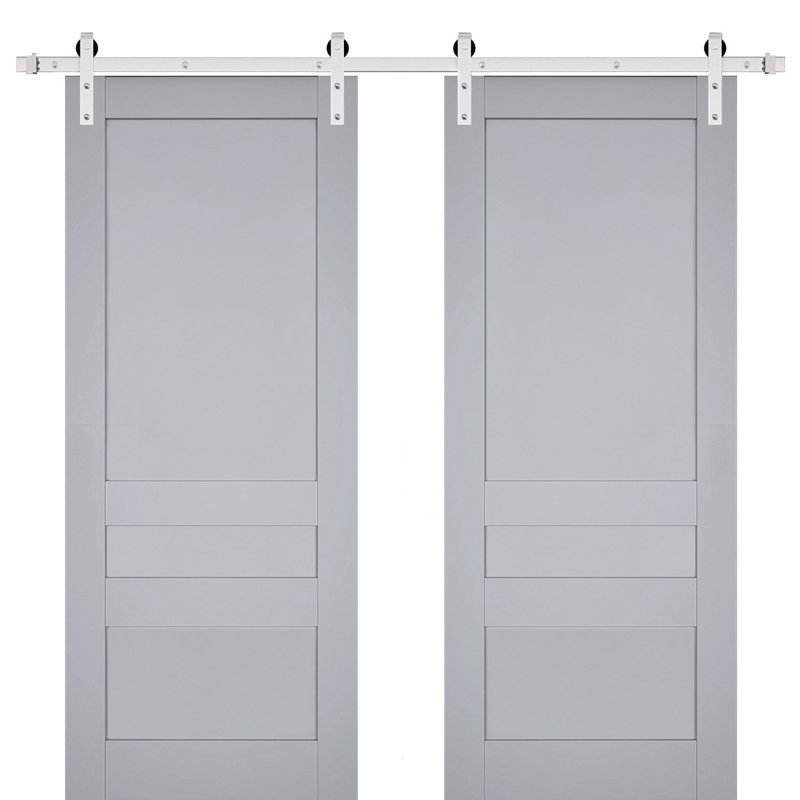 Portes de grange à panneaux en bois Veregio, 36 po x 84 po, Gris