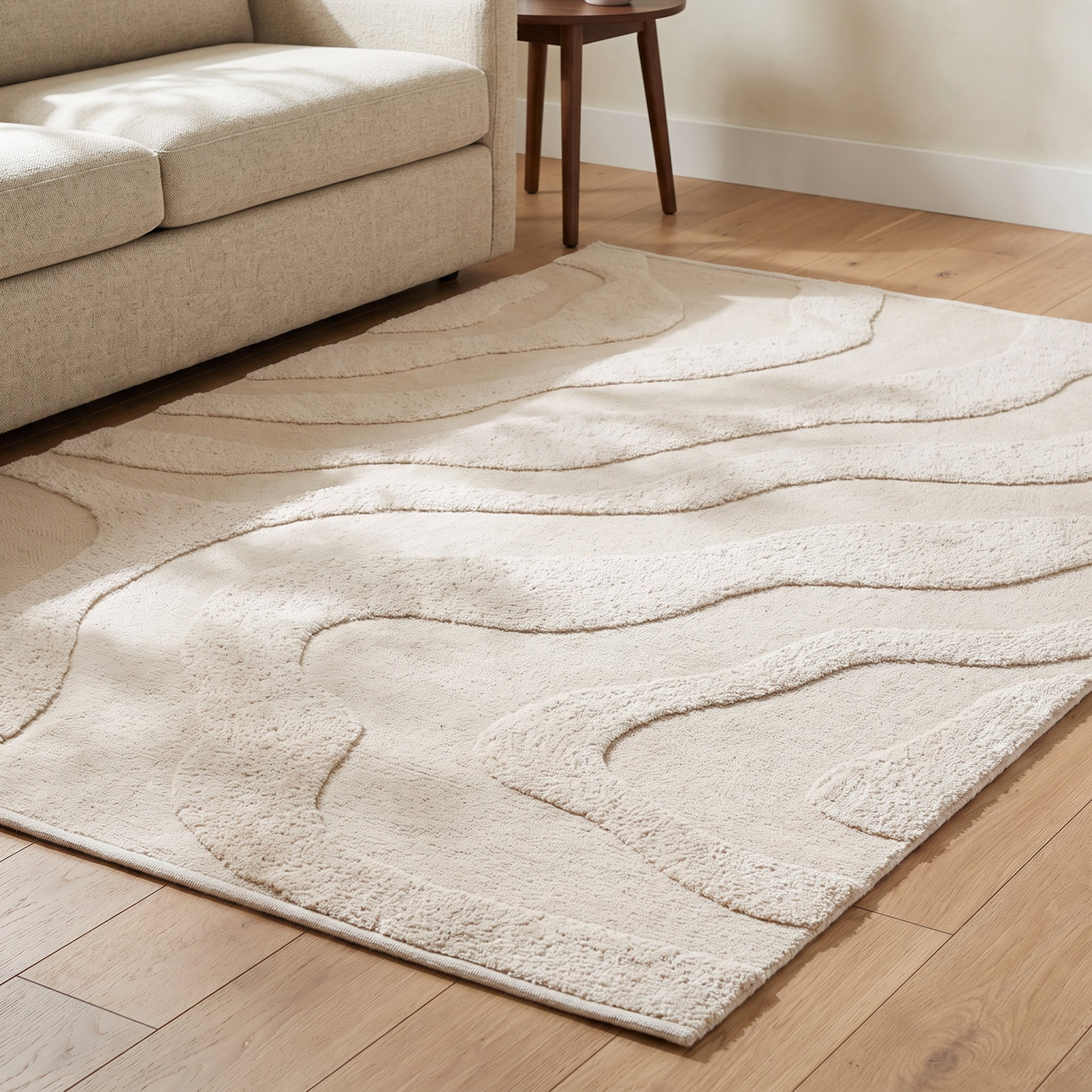 Mozie Ivory Washable Hand-Woven Cotton Rug, Rectangle 8' x 10'