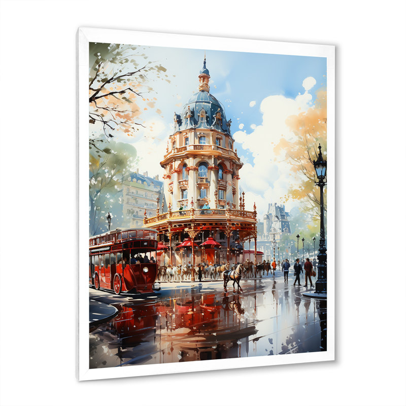 " Carousel Whimsical Delight VI ", White Picture Framed, 32" H x 24" W x 1" D