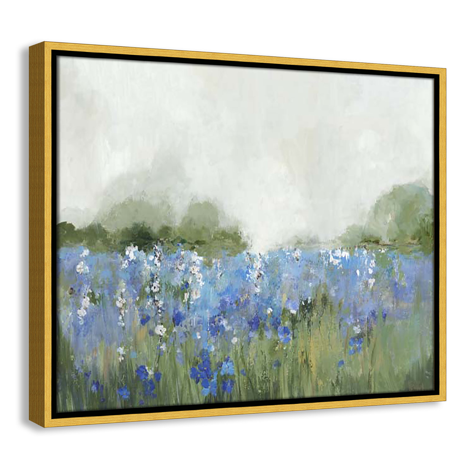 Meadows Bluebels Field "Meadows Bluebells Field" Print, 17.5" H x 21.5" W x 2" D, Gold Framed