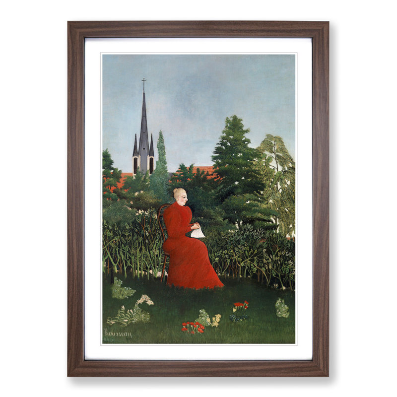 Portrait of a Woman by Henri Rousseau - Picture Frame Painting, 48cm H x 36cm W x 2cm D, Walnut Framed