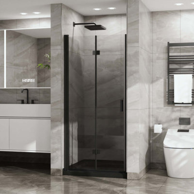 Panneau de douche pivotant en verre trempé transparent Bifold
