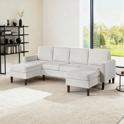 Canapé modulaire 3 pièces avec méridienne double et centre ouvert