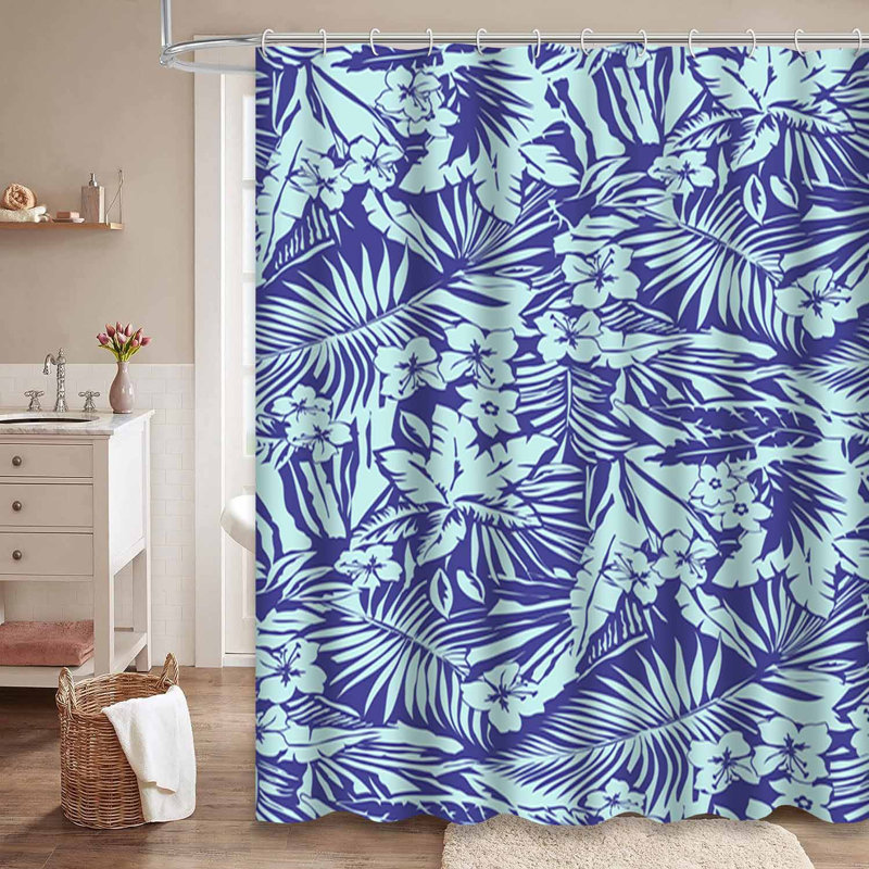 Rideau de douche imperméable avec ombre hawaïenne et ombre hawaïenne avec 12 crochets, L 72 po x l 78 po