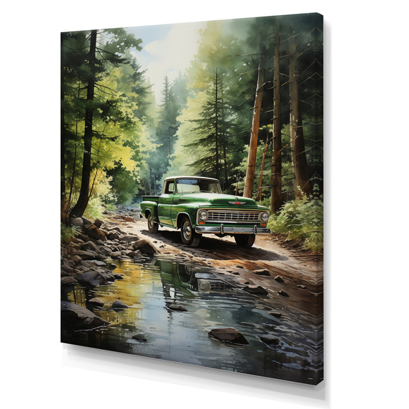 Yaden Pickup Truck Whispering Forest I, H 40 po x l 30 po x P 1,5 po, Toile tendue
