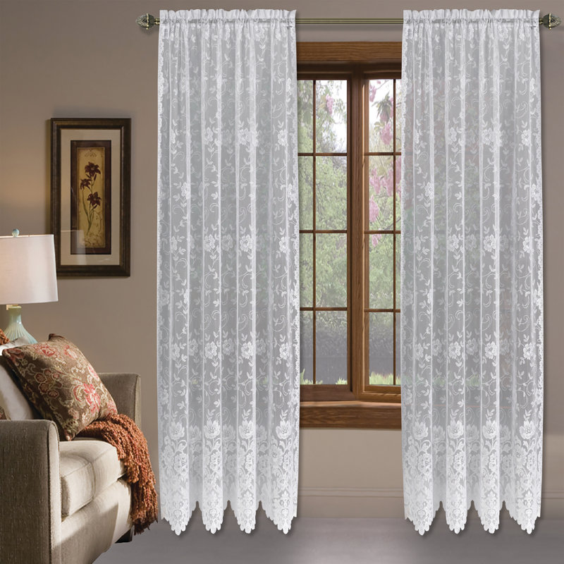 Nesbit Semi Sheer Curtain Single Panel, White, 56" W x 63" L