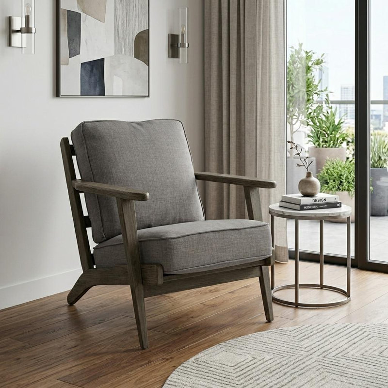  Méridienne en tissu gris et brun, Grey