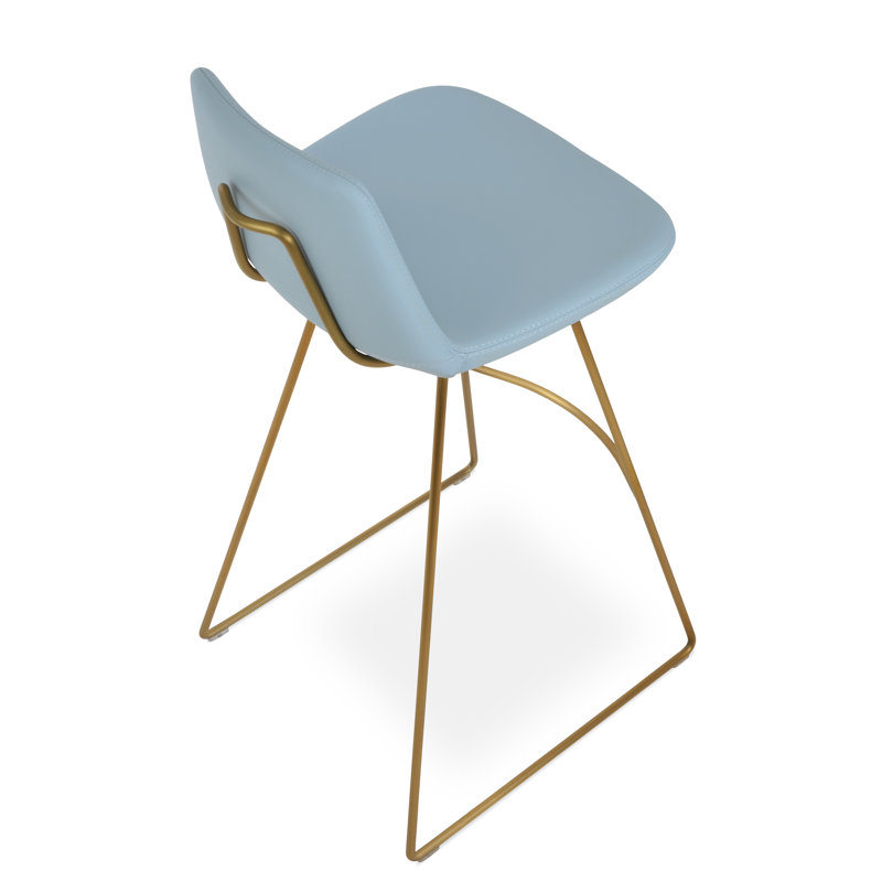 Tabouret de bar et de comptoir Pera HB, Similicuir gris, Or, Tabouret de bar (siège d'une hauteur de 29 po)