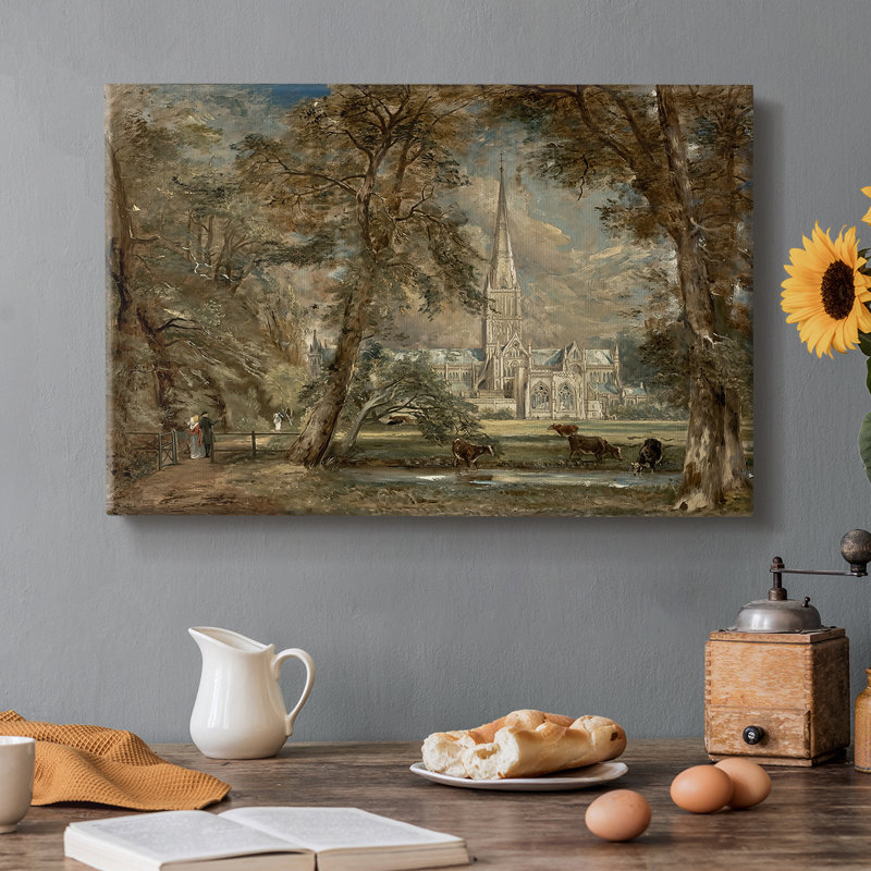 Cathédrale de Salisbury vue de l'évêché-John Constable-Toile tendue avec châssis-1823, 8 x 12