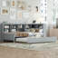 Structure en bois Matériau Structure de lit de jour simple avec couchette simple, structure de lit de jour avec tablette de rangement et ports de charge USB, gris
