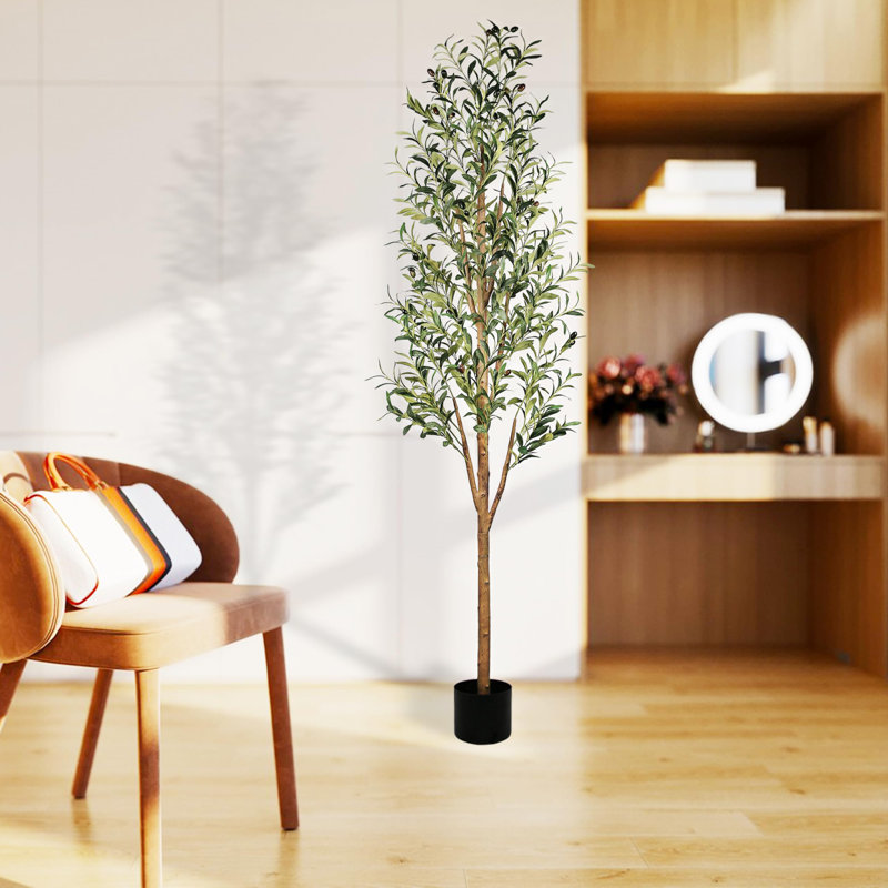 6ft Artificial Olive Tree with Black Planter