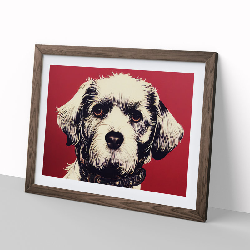 Dog Vol.7 - Single Picture Frame Painting, 25cm H x 34cm W x 2cm D, Walnut