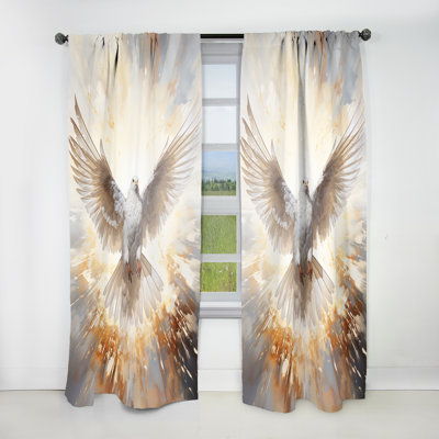 Fuiloro Christianity Dove Descent From Paradise - Traditional Curtain - Velvet Room Darkening - 1 panel