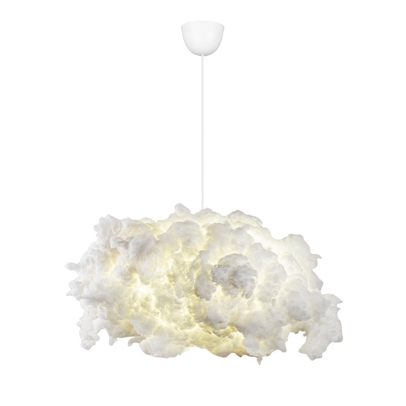 Elegant White Chandelier with Cotton Cap, 23.6 x 17.7 inches | Total Height: 31.5 inches | E27 Socket, Max 40W | CE Certified | Perfect for Living Room, Dining Room & Bedroom | Stylish Lighting Fixture for Modern Home Decor