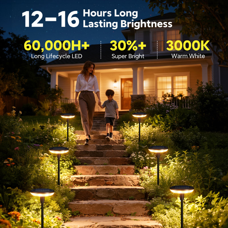 25.6” Metal Solar Pathway Lights, Outdoor Auto On/off Garden Lights With Ip65 Waterproof, Durable Solar Powered Path Lighting For Landscape, Patio, Driveway & Walkway