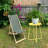  Round Metal End Table, X-Shaped Frame Indoor Outdoor Side Accent Table - Yellow-1325802949