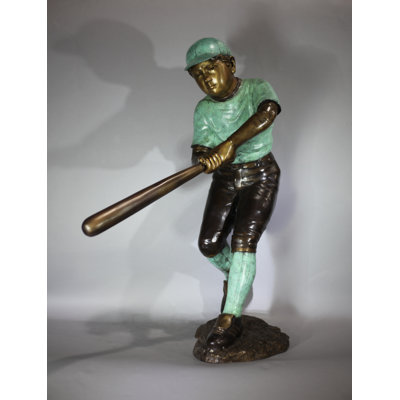 Boy Baseball Batter. 33"H. Bronze statue