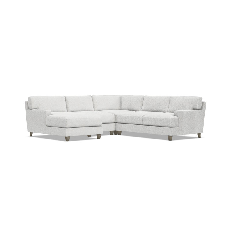 Mila 6-Piece Fabric Sectional, 33.5" H x 107" W x 107" D, Left Hand Facing, White Polyester