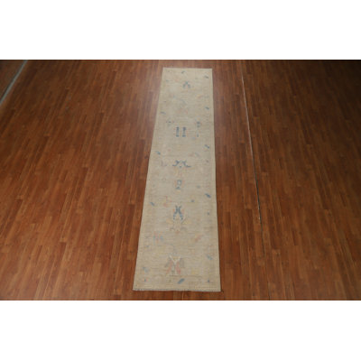Vegetable Dye Wool Oushak Turkish Runner Rug 3x12