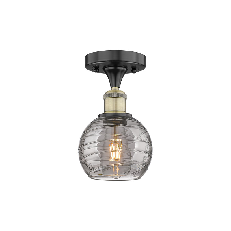 1 - Light Semi Flush Mount, Antique Brass, 8.25" H x 10" W x 10" D