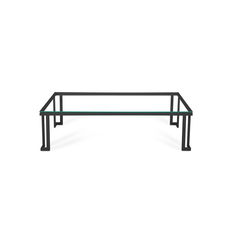 Ajaypal Rectangular Glass Outdoor Coffee Table 60 cm D, 41cm H x 150cm W x 60cm D, Anthracite