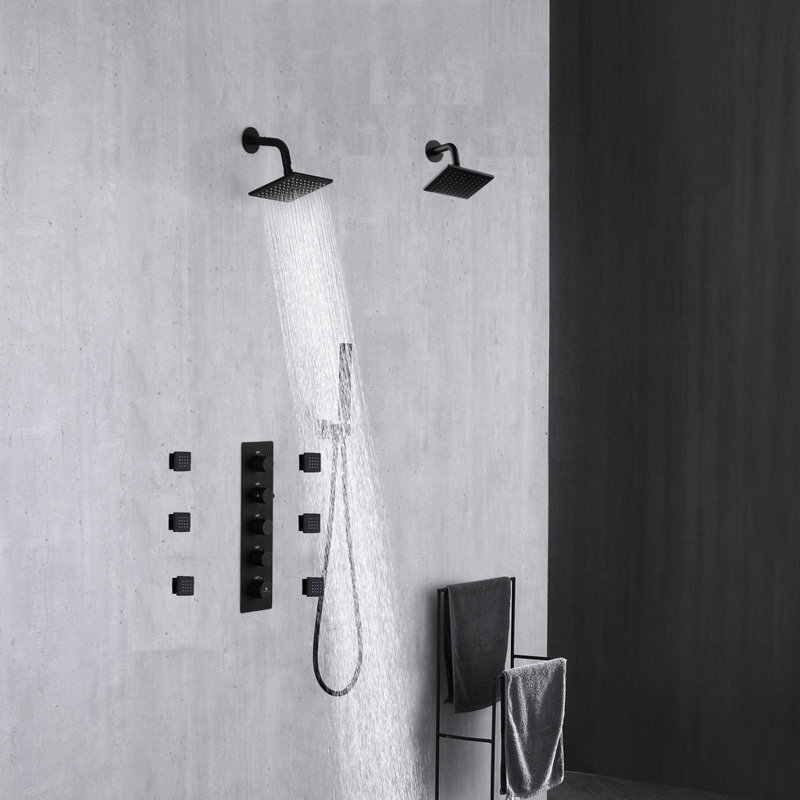 Thermostatic All-In-One Kit with Rough in-Valve, Matte Black