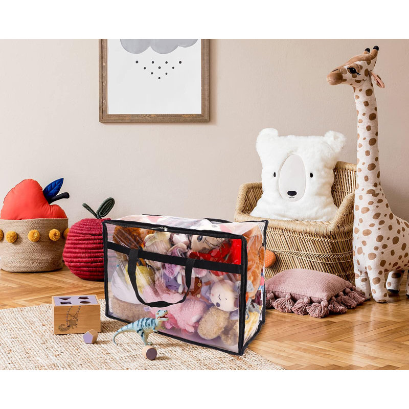 60L Clear Storage Bag, With Zipper And Reinforced Handle,(Clear/4 PCS)