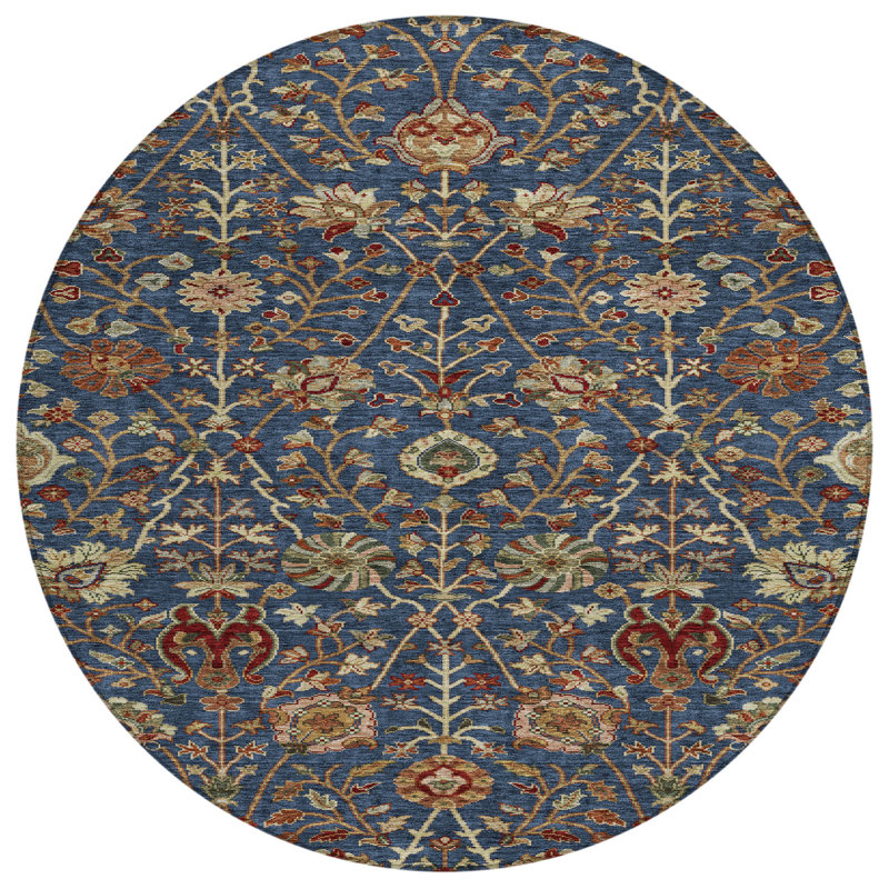 Muse Blue Washable Indoor-Outdoor Rug - , 8' x 8'
