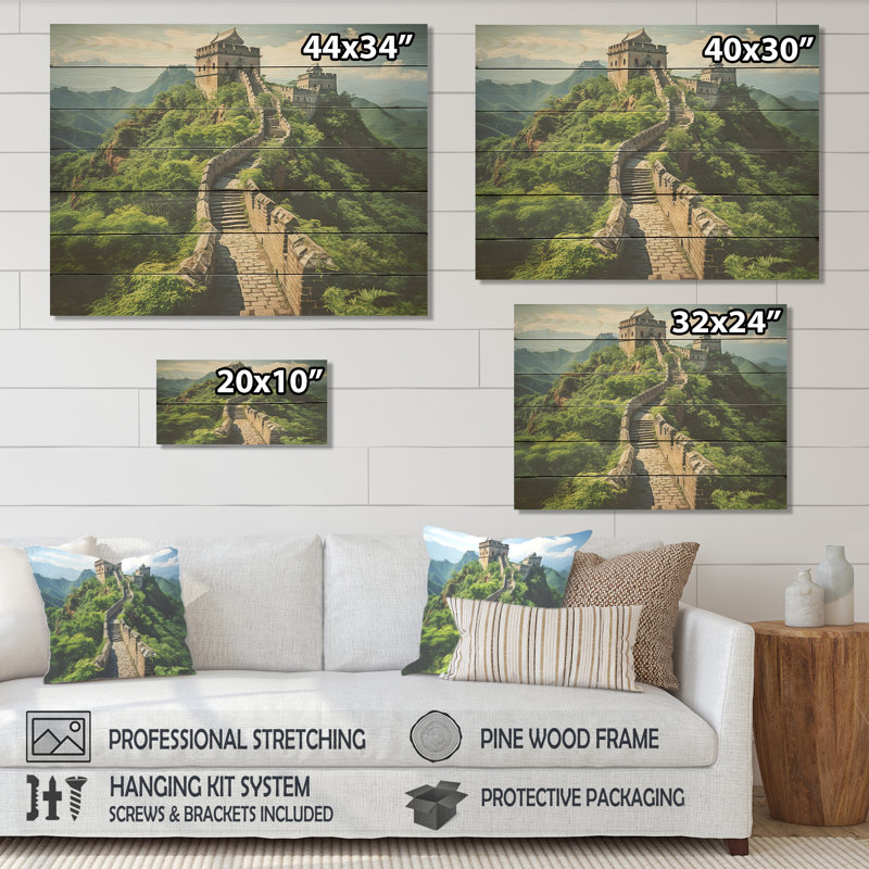 Grande muraille de Chine, impression sur bois, H 10 po x l 20 po