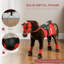 Cheval de course pour enfants de 3 à 8 ans QAB, cheval de course pour tout-petits avec son hennissement, jouet poney avec selle et étriers, brun