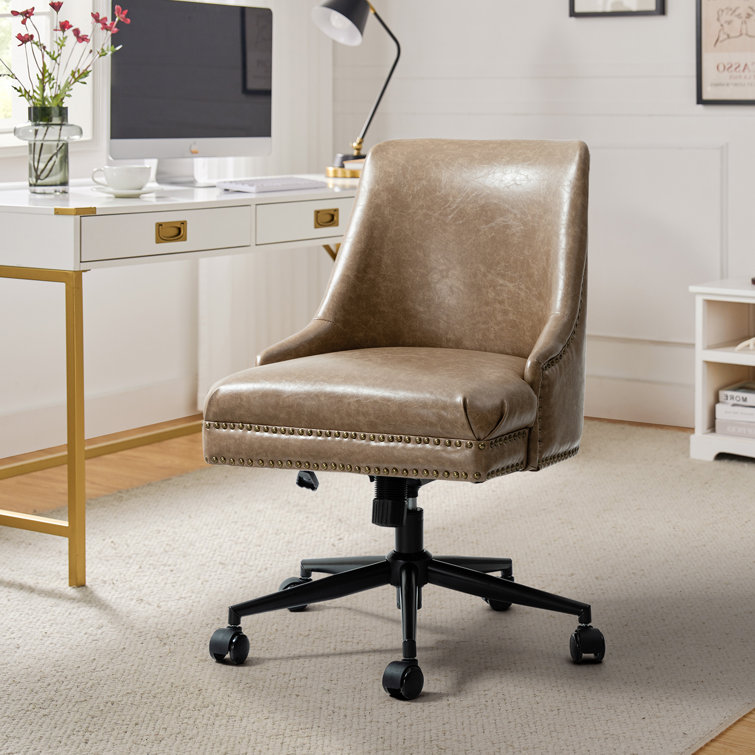 Positano Modern Faux Leather Tilting  Swivel Task Chair with Nailhead Trims