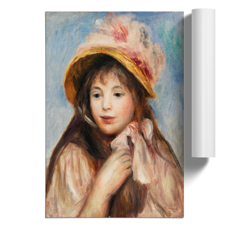 Girl with Pink Bonnet by Pierre Auguste Renoir - Frameless Print, 30cm H x 21cm W x 0.1cm D