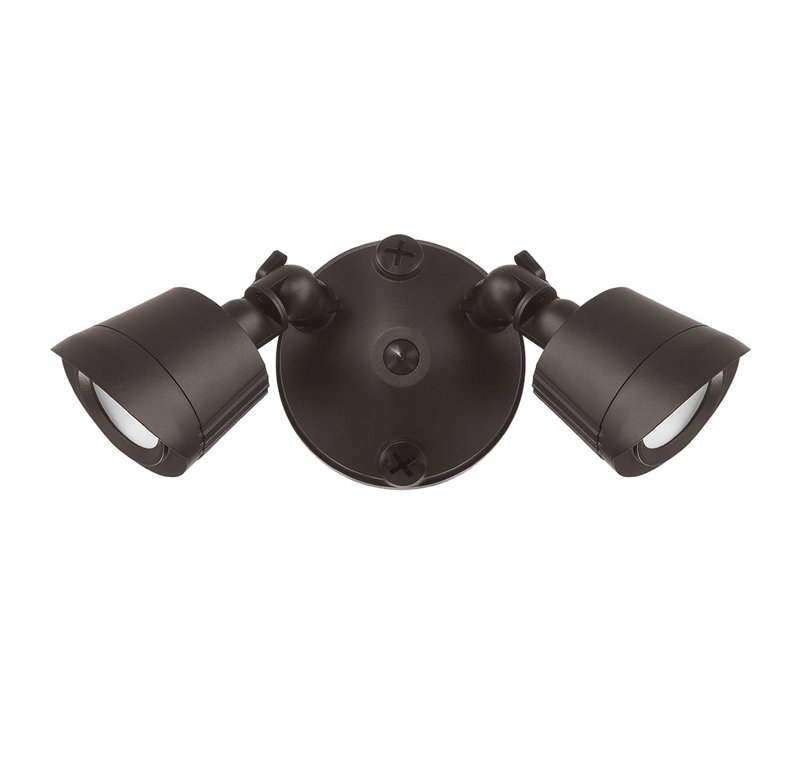 2 - Head LED Hardwired Outdoor Security Flood Light, Bronze