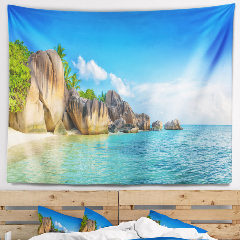 Tapisserie en mer de seascape fantastique seychelles, H 32 po x l 39 po