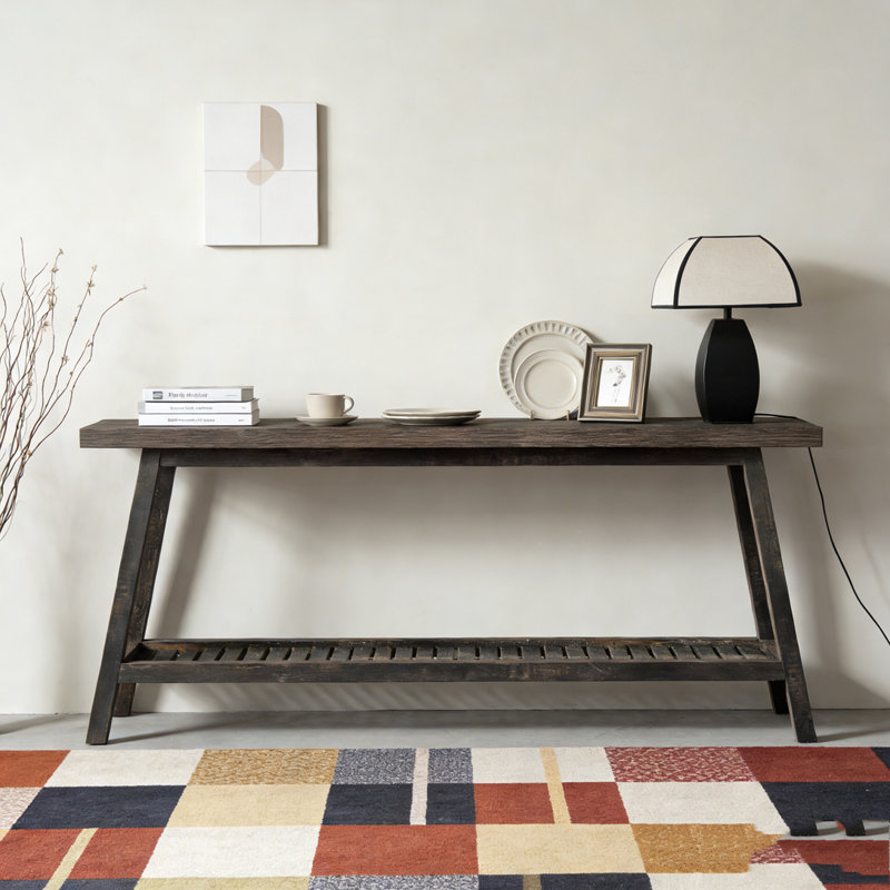 Farmhouse Entryway Table 2-Tier Sofa Table, Gray