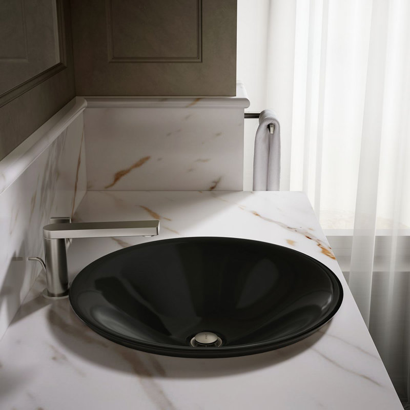Carillon Circular Vessel Bathroom Sink, Black Black