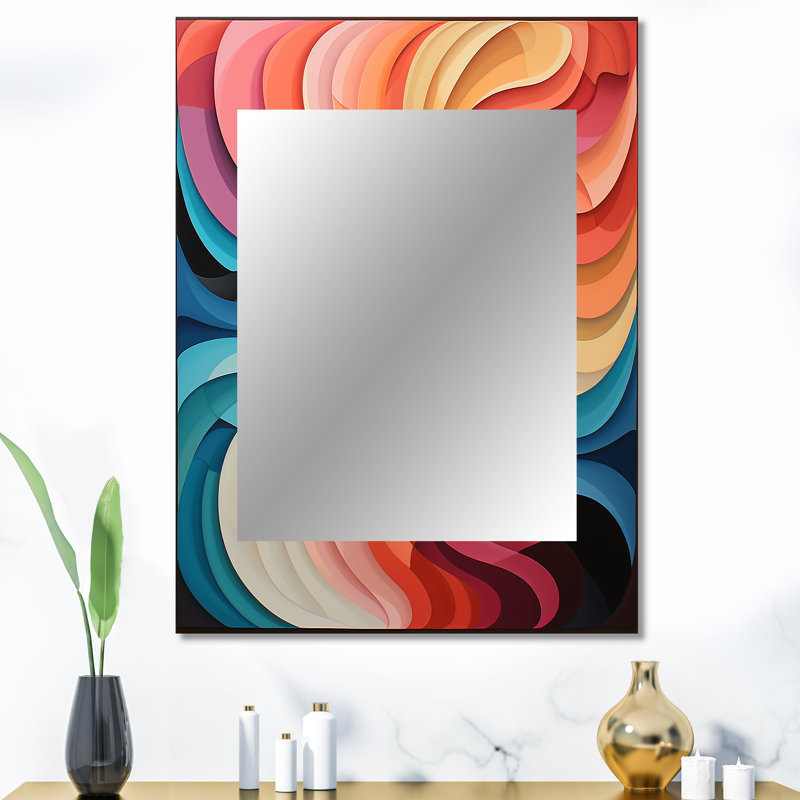 Opt Art Chromatic Elixir VIII - Op Art Large Wall Mirror, Modern Decorative Mirror, Printed Metal Art, 40" x 30"