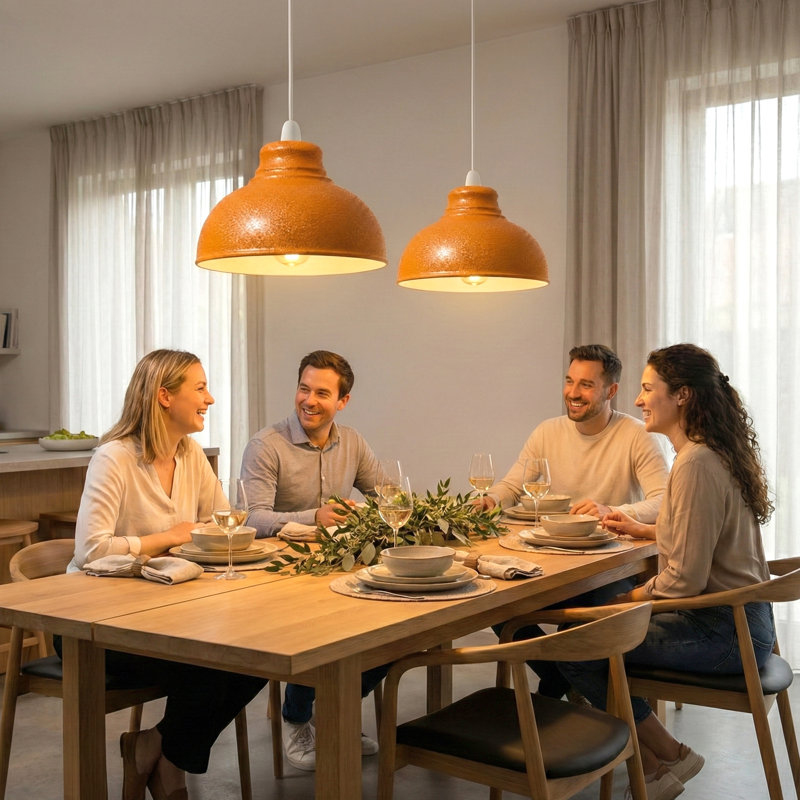 17cm H Metal Dome Lamp Shade ( Screw On ), Orange