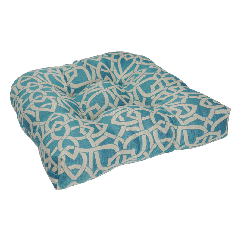 Outdoor 5'' Seat Cushion, Teal/White