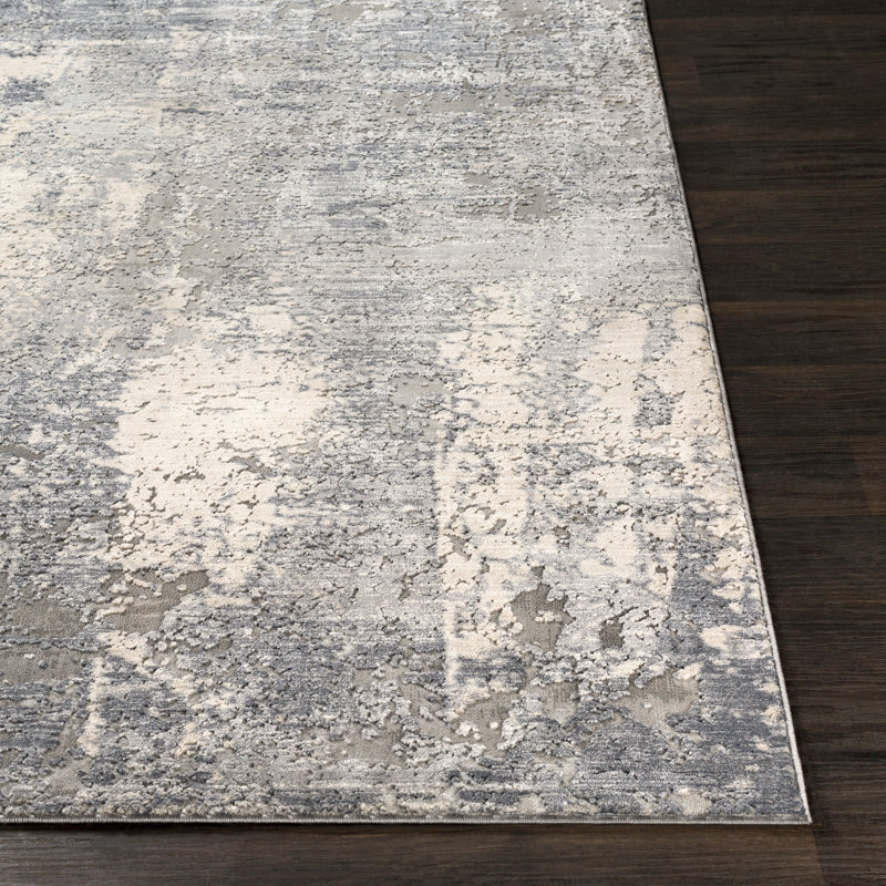 Hobert Abstract Ivory/Gray Area Rug, Rectangle 7'10" x 10'3"