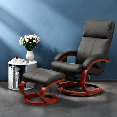 Premium Vibration Recliner With Ottoman, Pu Leather, Modern For Home And Office