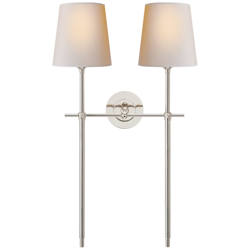 Thomas O'Brien Bryant Large Double Tail Sconce, Polished Nickel, Paper