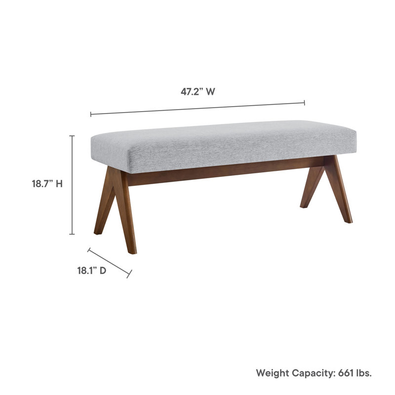 Lyra Fabric Upholstered Bench, Light Gray, 18.50"H x 47"W x 18"D