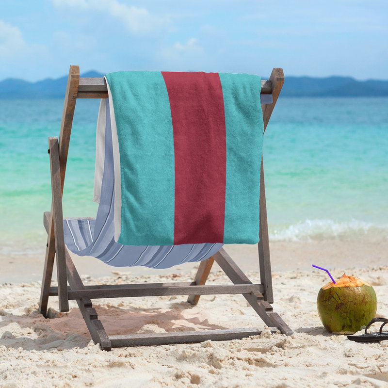 Beach Towel, Teal/Sedona Red/Teal, Polyester/Cotton, Beach Towel