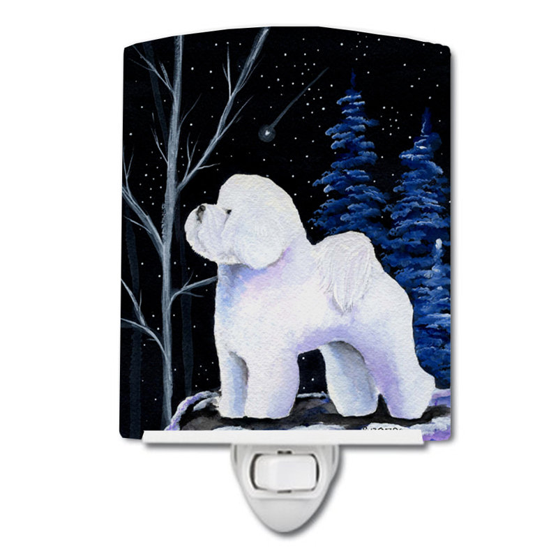 Starry Bichon Frise Ceramic Night Light